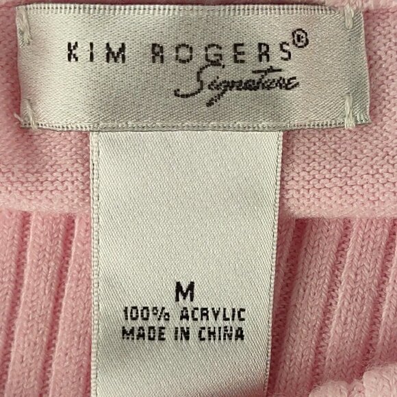 Kim Rogers Signature Womens Cowl Neck Pink Long Sleeve Sweater Size Medium - Picture 9 of 10
